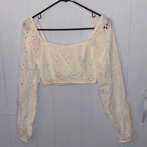 Urban Outfitters Cream Eyelet Crop Top